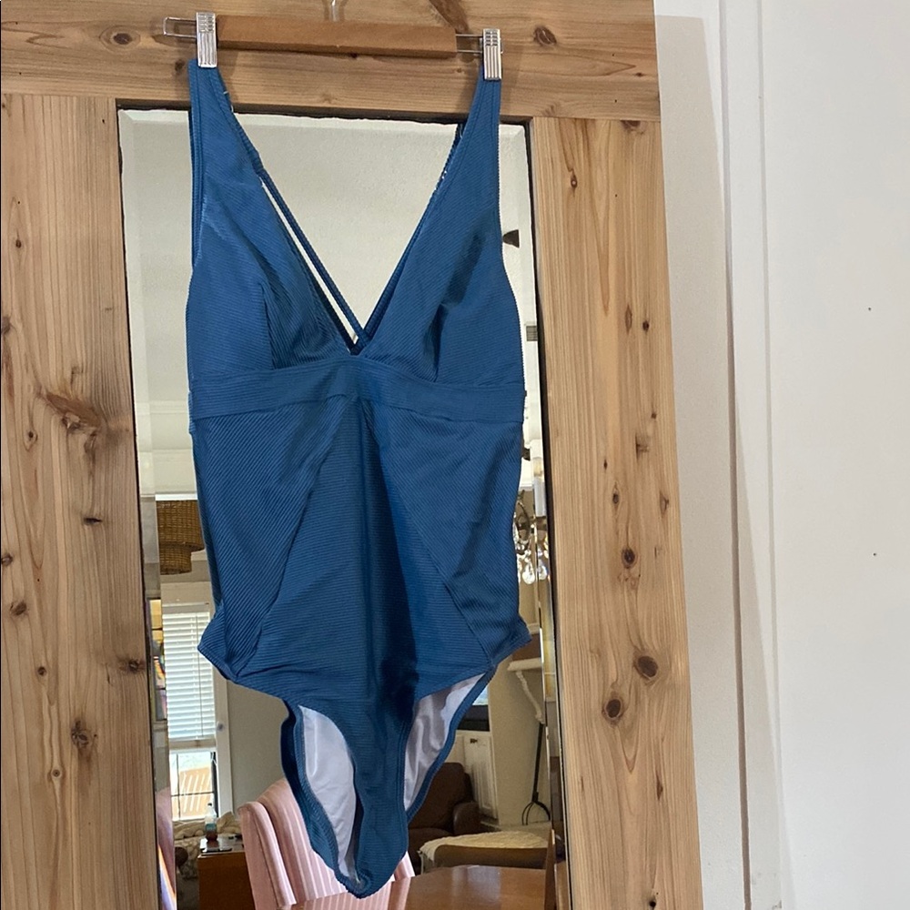 Blue V-Neck Swimsuit